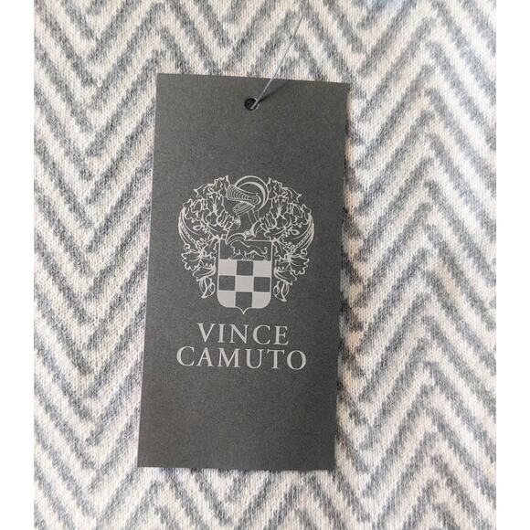 Vince Camuto Cardigan Sweater XL Gray Herringbone Open Front Cotton Draped NEW - Picture 10 of 12